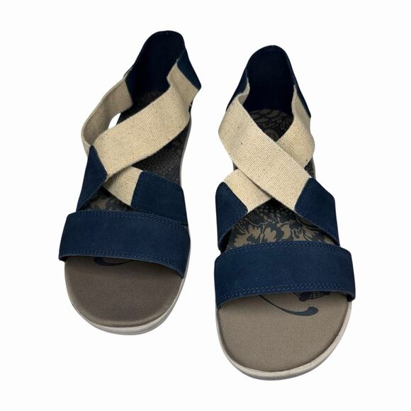 Wedge Comfort Sandals Womens 10 WW Navy Beige Explore24 by Easy Spirit Esmatilde - Picture 5 of 8